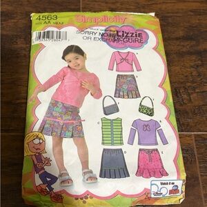 Simplicity Girls' Pink Top with Multicolor Printed Skirt Pattern